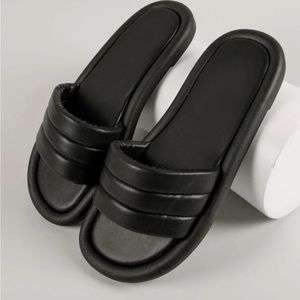 Black Padded Sandals